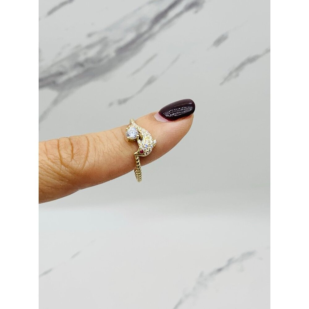 14k Solid Gold Women’s Ring Size 8 Dolphin - image 1